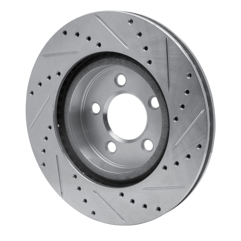Chrysler 300 Brake Rotor (1) - Front Left - R1 Concepts - Drilled & Slotted - Silver - `05-`23